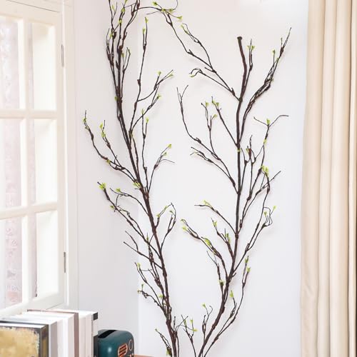 Daifunli 118 Inch Malleable Artificial Tree Branches Twigs Bendable Vines Rattan Cherry Blossom Trunk Ivy Grapevines for Decorating Faux Fake Hanging Plants Willow Garland for Home X'Mas Decoration