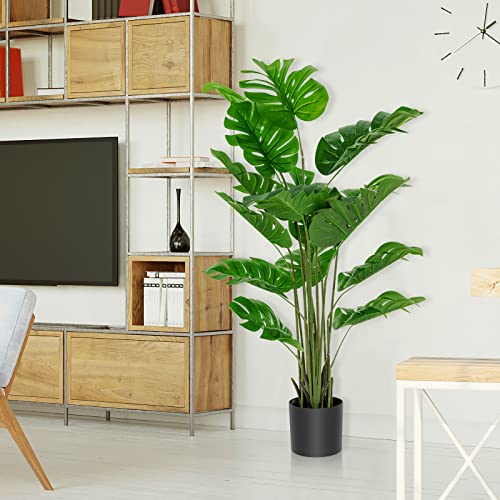 BestComfort 4.9 Feet Artificial Monstera Deliciosa Tree, Decorative Indoor House Fake Plant, Artificial Leafy Tree Faux Potted Indoor Floor Plant for Home Office Decor BComfort-10014-HZ - color: Monstera 4.9ft