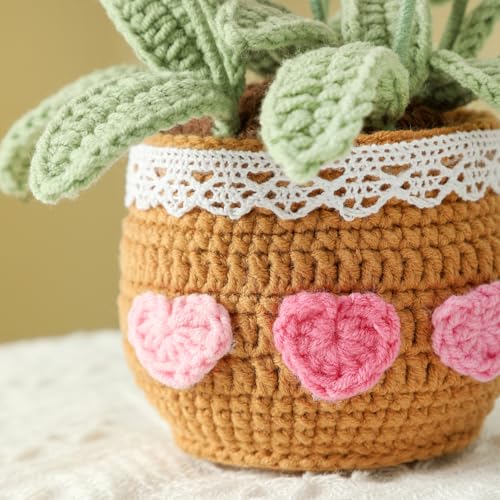 Teacher Appreciation Gifts Crochet Flowers Tulips Thank You Gift for Women Retirement Graduation Gifts Home Desk Decor (Pink)