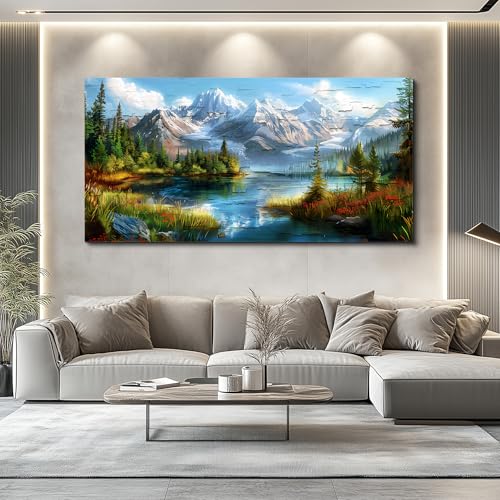 FUHAIHUA Canvas Wall Art For Living Room Wall Decor For Bedroom Modern Office Wall Decoration Mountains Rivers Landscape Painting Farmhouse Pictures Artwork Room Aesthetic Home Decor 20x40 In - color: Mountains Rivers, size: 40"L x 20"W