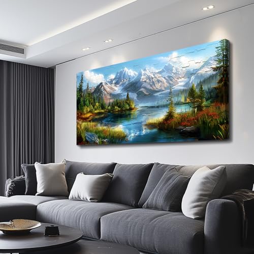 FUHAIHUA Large Wall Decor For Living Room Canvas Wall Art For Office Farmhouse Wall Decorations For Bedroom Mountains Rivers Landscape Painting Modern Pictures Artwork Room Home Decor 24x48 In - color: Mountains Rivers, size: 48"L x 24"W