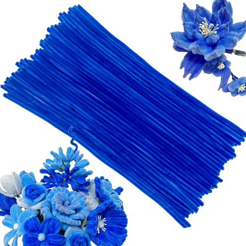 100 Pcs Solid Color Pipe Cleaners, 12 Inch 6mm Single Color Chenille Stems, Fuzzy Flexible Craft Pipe Cleaners, Bulk Art DIY Supplies , Flower Making, Holiday Decor & Handmade Projects (Lake Blue) - color: Lake Blue