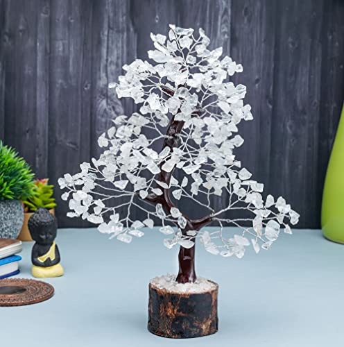 Crocon® Clear Quartz Crystal Tree Birthday Gifts for Women, Men, Friends Healing Crystals Tree of Life Sister Gift for Her, Home Decor, Gift for Mom, House Warming Gift New Home Unique Gifts Idea - color: Clear Quartz (Silver Wire)