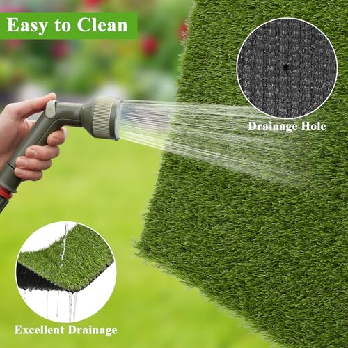 HEBE Artificial Grass Turf Rug 2'x3', Fake Grass Mat with Drainage Holes | Washable Reusable Turf Carpet Dog Pee Grass Pads for Dogs Potty, Lawn, Balcony, Indoor Outdoor - size: 2' x 3'