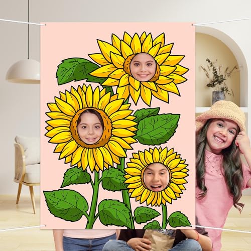 Sunflower Banner Pretend Play Game Backdrop Sunflowers Flowers Fall Theme Decor Decorations for Autumn Holiday Festival Girls Boys 1st Birthday Baby Shower Supplies Photo Booth Props