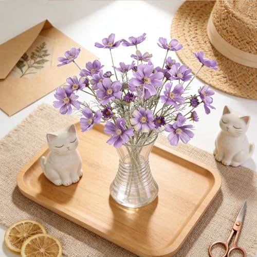 HCTCPALS Artificial Flowers for Outdoors 6 Pcs Daisy Plant Realistic Silk Fake Flowers for UV Resistant Faux Plants Outdoor Indoor Outside Front Porch Hanging Planter Decoration-24” Purple - color: Daisy Purple