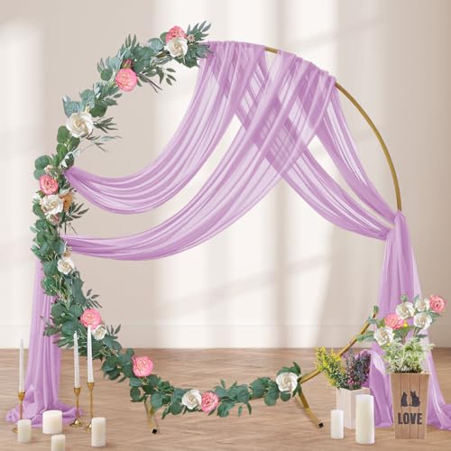 DeZerlor Wedding Arch Draping Fabric 29" x 20 FT Drapes for Backdrop Sheer Curtains for Romantic Bridal Baby Shower Decorations Ceremony Birthday Party Outdoor Events, Purple - color: Lilac Purple