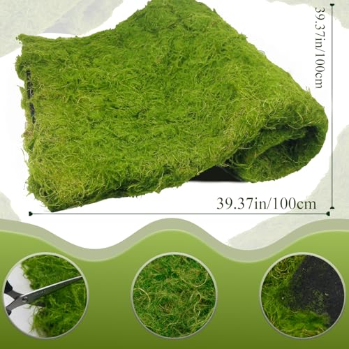 ACRYCS Fake Green Moss Roll Table Runner 39" x 39" Faux Moss for Decorating Artificial Moss for Indoor Plants Grass Wall Crafts DIY Table Centerpieces Fairy Woodland Garden Floral Wedding 100x100cm