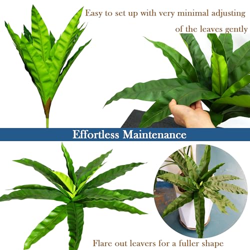 4pcs Artificial Bird Nest Fern Fake Dracaena Plans Faux Greenery Stems for Indoor Outdoor