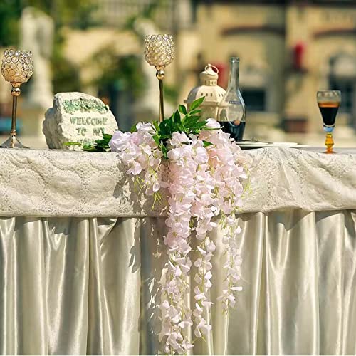 BLEUM CADE 20Pcs Pink Fake Wisteria Hanging Flowers, 3.6Ft/Pcs Artificial Wisteria Garland, Hanging Flowers for Wedding Party Home Backdrop Wall Decoration - color: Pink, size: 20pcs