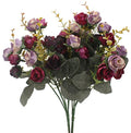 Duovlo 7 Branch 21 Mini Rose Heads Artificial Flowers Bouquet Wedding Home Office Decor,Pack of 2 (2 PCS Purple) - color: 2 Pcs Purple
