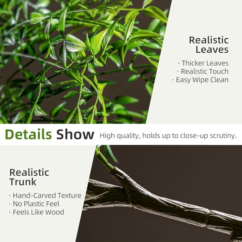 Large Faux Bamboo Plant Big Fake Nandina Trees Plastic plantas Indoor Outdoor Realistic Floor Plants Artificial Tree for Home Living Room Corner Office Patio Porch Bonsai Decor Housewarming Gift - color: Green, size: 7ft 2in