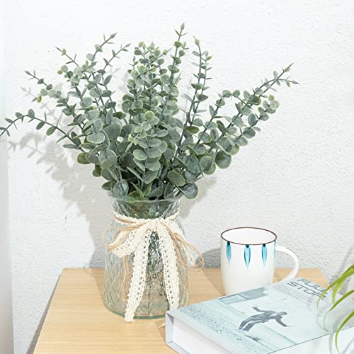 CEWOR 80pcs Artificial Eucalyptus Stems Fake Eucalyptus Leaves Stems Real Touch Leaf Branches for Flower Bouquet Wedding Easter Centerpiece Spring Home Office Decor - color: Grey Green, size: 80pcs