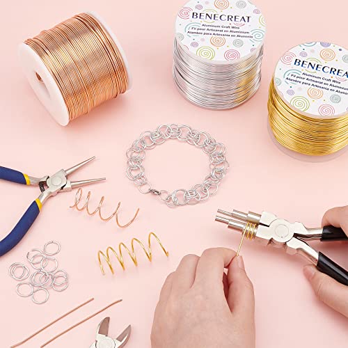 BENECREAT 12 17 18 Gauge Aluminum Wire (17 Gauge,380FT) Anodized Jewelry Craft Making Beading Floral Colored Aluminum Craft Wire - Gold - color: Light Gold, size: 17 Gauge
