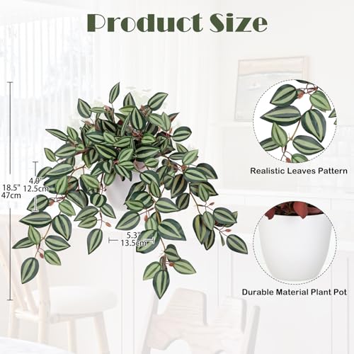 Briful Artificial Potted Plants Indoor - 18.5'' Small Faux Trailing House Plant with Cascading Vines Lifelike Fake Plants in White Plastic Pot for Shelf Desk Bathroom Home & Office Decor - color: Purple