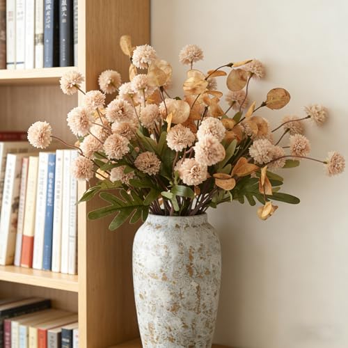 Artificial Petunia Arrangement,Weather Resistant Polyester, 12Bundles Artificial Fake Flowers, Indoor Outdoor Hanging Basket for Home Patio Garden (Autumn White+Earthy Yellow Eucalyptus) - color: Autumn White+earthy Yellow Eucalyptus