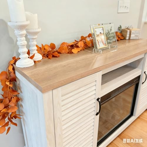 CQURE 12 Pack 84Ft Eucalyptus Garland,Artificial Eucalyptus Willow Leaves Table Greenery Garland Wreath Vines for Wedding Party Table Fireplace Bedroom Wall Room Decor - size: 84Ft-12Pack-Willow-Orange