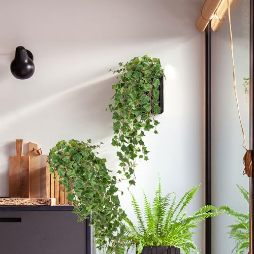 Hollyone Artificial Hanging Plants 35.4" Fake Ivy Vine Faux Ivy Leaves Fire and UV Resistant Hanging Plant Wall Greenery for House Room Patio Indoor Outdoor Home Shelf Office Wedding Decor - color: Fire and Uv Resistant-style 2, size: Medium-1 Pack-UV