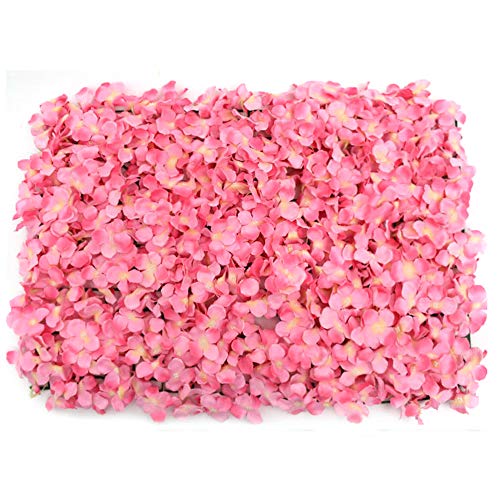 Flower Wall Panels, Artificial Wall Flower Backdrop Silk Hydrangea Petals Fake Flower Mat Wall Decor for Photo Background Party Wedding Wall Decoration 24''x16'' (20Pcs Pink)… - color: 20pcs Pink