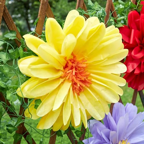 Large paper flowers, 10 Pcs 20 Inch Tissue Paper Flowers Decorations for Wall, Yellow, Red, Pink, Orange, Blue, and Purple Handcrafted Giant Paper Flowers for Summer Wedding Birthday Wall Decor - color: Red