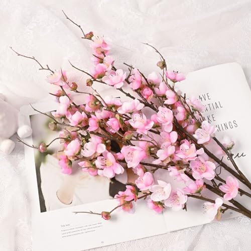 Waipfaru 4 Pcs Faux Cherry Blossom Decor, 36'' Long Stem Artificial Flowers for Tall Vase, Cherry Blossom Tree Branches for Floral Arrangements Wedding Spring Decorations (Pink) - color: Pink