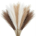 Pampas Grass Decor 21.7 Inch 30pcs, Faux Pampas Grass White Beige Brown Ultra Fluffy No Shedding for Boho Home Bedroom Wedding Vase Filler Dried Flower Arrangement - size: White Beige Brown
