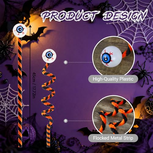 12 Pcs Halloween Eyeballs Decor Plastic Floral Picks and Sprays Flexible Stems Halloween Branches for Vase Filler Flowers Artificial for Home Decoration Bouquet Accessories (Orange)