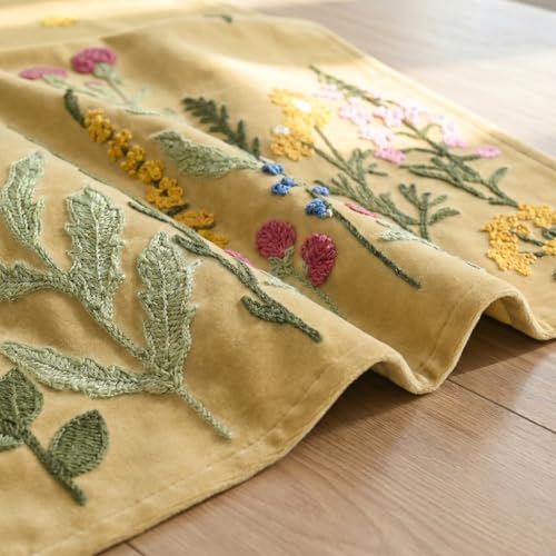 Artoid Mode Light Camel Soft Chain Embroidery Wild Floral Spring Table Runner, Seasonal Summer Kitchen Dining Table Decoration for Home Party Decor 13x72 Inch - color: Light Camel, size: 13" x 72", Table Runner