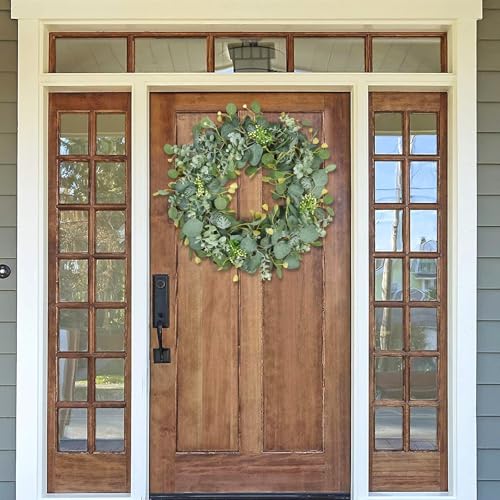 5.9FT Eucalyptus Garland,Artificial Greenery Garland with Berries,Green Spring Garland Decorations,Fake Silver Dollar Eucalyptus Leaves Wreath Garland for Table Home Mantle Wedding Decor - size: 1PCS