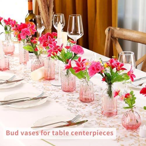 Glass Bud Vases in Bulk Set of 30 Pcs,Small Glass Vases for Flowers as Wedding Centerpieces for Tables,Clear Flower Vases Suitble for Wedding Decorations,Home Decor (Light Rose-red, 30 pcs) - color: Light Rose-red, size: 30 pcs