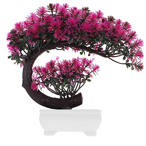 GANAZONO Realistic Faux Potted Plants for Desktop Decor Artificial Bonsai Greenery for Home Office Kitchen and Study Room Easy Care Indoor Adornments Lotus - color: Lotus Color