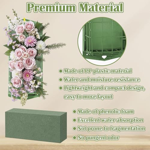 2PCS Floral Foam Cage, Flower Cage Holder, Dry and Wet Rectangle Flower Arrangement, Hangable Green Blocks Floral Foam Cages for Artificial Flesh Flower Wedding Holiday, Home, Garden Party Decorations - size: 2 PCS
