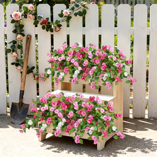 INXUGAO Artificial Fake Flowers for Outdoors Spring Decoration 2 Bundles Faux Flowers Plants for Outdoor Planters UV Resistant Silk Realistic Flowers for Outside Home Garden Front Porch Patio Décor - color: B-pink White