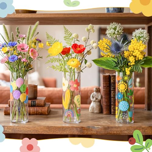Cinrobiye 6 Set Glass Vase Craft Kit, Paint a Vase DIY Decorative Glass Jar Set for Flower Arrangement, Home Decor and Wedding Table Centerpieces