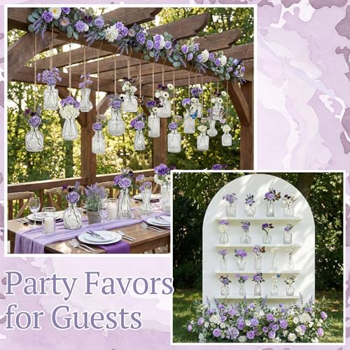 36 Pcs Artificial Flowers Table Centerpiece with Vases Colorful Wildflower Centerpieces Silk Flower Arrangement for Wedding Baby Shower Table Centerpieces Party(Purple Series,Clear) - style: Purple Series