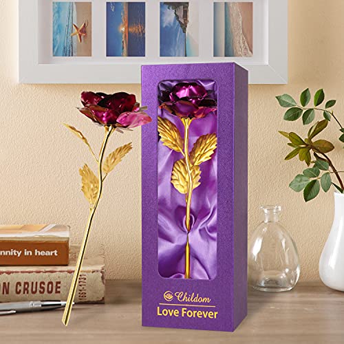 Childom Mothers Day Rose Gifts for Mom,Birthday Gifts for Women,Mothers Day Flowers Gifts for Mom from Daughter Son,Purple Artificial Flowers Gift for Her,Wife,Grandma,Christmas,Valentines,Anniversary - color: Purple
