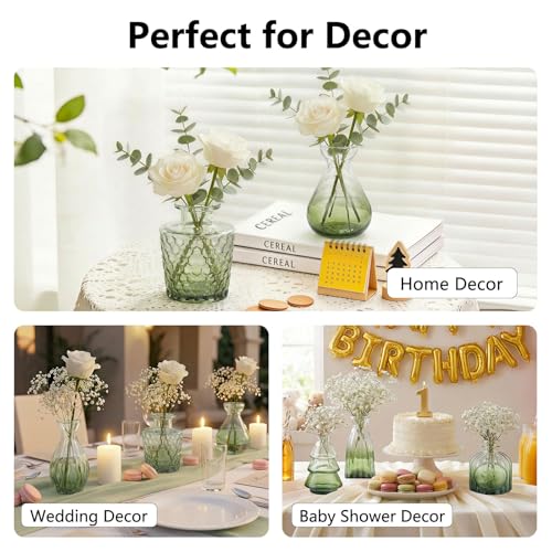 RUCKAE Glass Bud Vases Mini Flower Vase Small Vintage Vases for Centerpiece Table Wedding Decorations Home Decor Party(Gradient Green 32pack) - color: Gradient Green