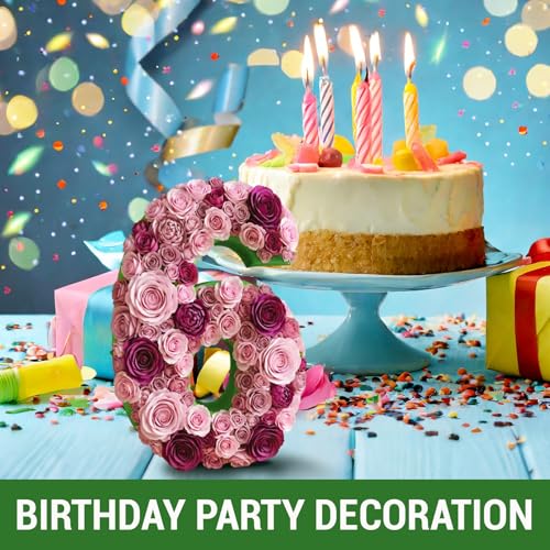 Leinuosen 12inch Dry and Wet Floral Foam Numbers Blocks Green Foam Blocks for Fresh and Artificial Flowers for Weddings Birthday Flower Arrangement Craft Project Garden Decoration(Number 6) - style: Number 6