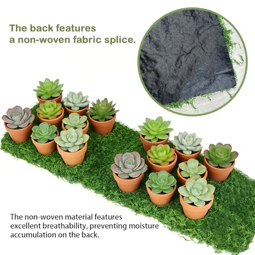 1 Pcs Fake Moss Table Runner for Crafts 11.81×78.74inch Artificial Moss Sheet Roll Waterproof Carpet Blanket for Wall Roof Garden Wedding Birthday Party Table Decoration 0.3×2m