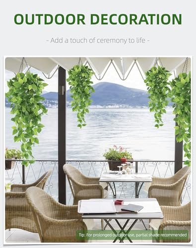 2 Pack Artificial Hanging Ivy Plants (3.6ft) - Fake Vine Greenery for Indoor/Outdoor Decor, Wedding & Photography - No Basket Included