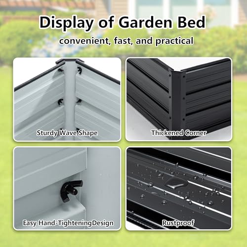 Thanaddo Galvanized Raised Garden Bed 4x3x1ft Outdoor Planter Box Galvanized Steel Garden Bed Kit for Vegetables, Flowers, Herbs and Succulents Black - size: 4x3x1 ft