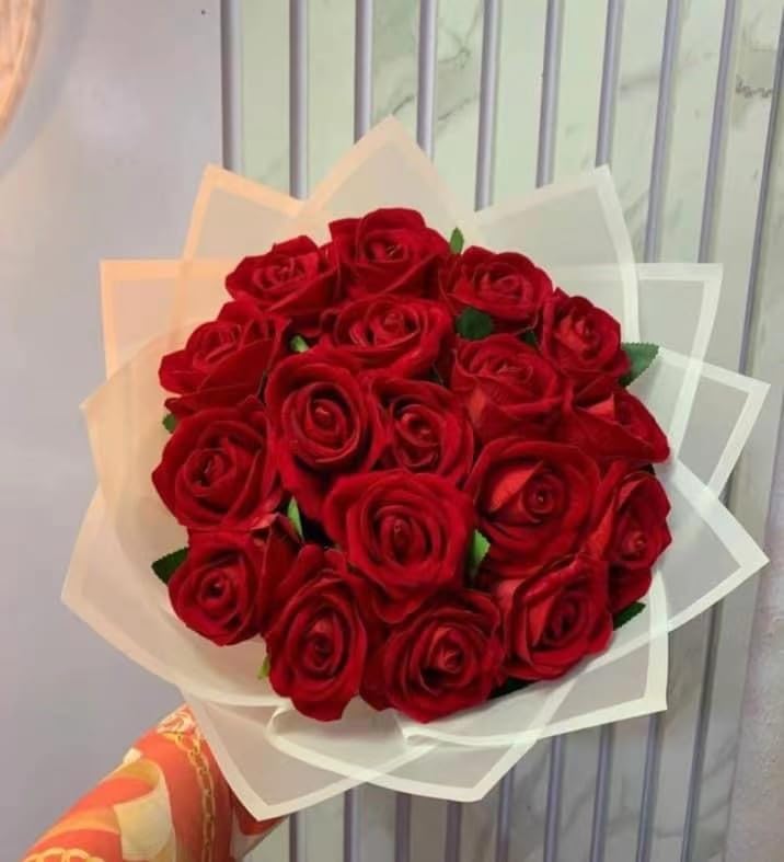 [25PCS] Deep Red Roses Artificial Flowers with Long Stem Real Touch Fake Foam Roses for Decoration DIY Wedding Bouquets Centerpieces Bridal Shower Flower Arrangements Home Decor - color: Winered