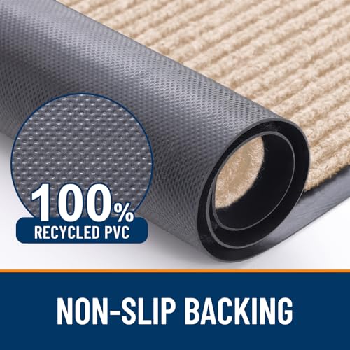 OLANLY Front Door Mat Indoor Outdoor Entrance, Waterproof Heavy Duty Doormat, Fade Resistant, Low Profile, Easy Clean Patio Porch Welcome Floor Mats for Entry, 33x21, Beige - color: Beige, size: 33" X 21"