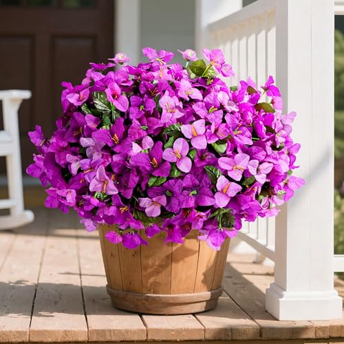Ivydale Spring Artificial Flowers for Outdoors, 4 Bundles Fake Bougainvillea UV Resistant Faux Silk Flowers Realistic Outdoor Plants for Planter Patio Porch Window Garden Home Decor, Mixed Fuchsia - color: Mixed Fuchsia