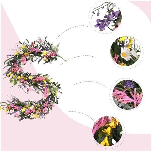 Bibelot70inch Spring/Summer Garland with Flowers, Artificial Fake Flower Greenery Garland with Daisies, Lavender for Baby Shower Wedding Mantle Party Table Centerpiece All Season Decor