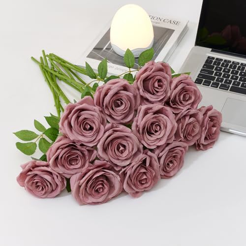 100 Pcs Artificial Roses Bulk Silk Dusty Rose Roses for Wedding Centerpieces Bridal Bouquet Mohter's Day Valentine's Day Floral Arrangement Event Party Home Decor - color: Dustyrose