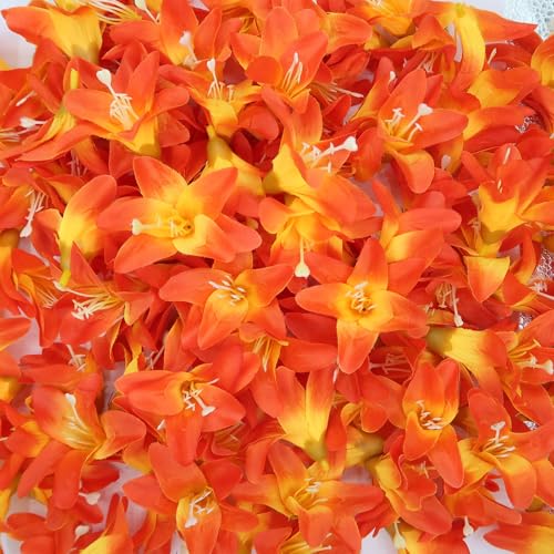 20 Pcs Artificial Lily Flower Head, Deep Red | Fake Flowers Heads, Simulation Small Lily, DIY Handmade, Wedding Photography Party Home Decoration - color: Deep Red