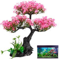 PartyKindom Artificial Aquarium Plants Realistic Fish Tank Decorations Set for Turtle Tanks Plastic Aquarium Decor with Soft Swaying Water Plants 11.41X9.44X4.33 in Underwater Landscape