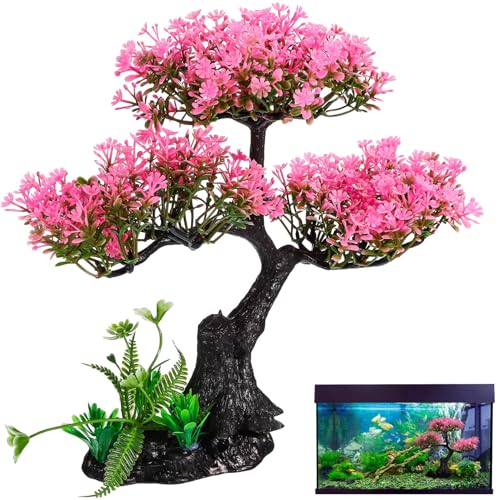 PartyKindom Artificial Aquarium Plants Realistic Fish Tank Decorations Set for Turtle Tanks Plastic Aquarium Decor with Soft Swaying Water Plants 11.41X9.44X4.33 in Underwater Landscape