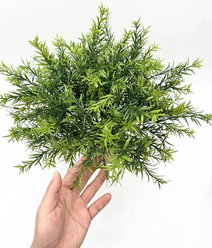 Artificial Rosemary Plants, Fake Plant Bushes Plastic Greenery Grass Faux Shrubs for Home Decor Kitchen Bathroom Farmhouse Room Shelf Desk Coffee Table Vase Pot Planter Filler DIY Decorations 6 Pack - color: Rosemary Grass / 6 Pack